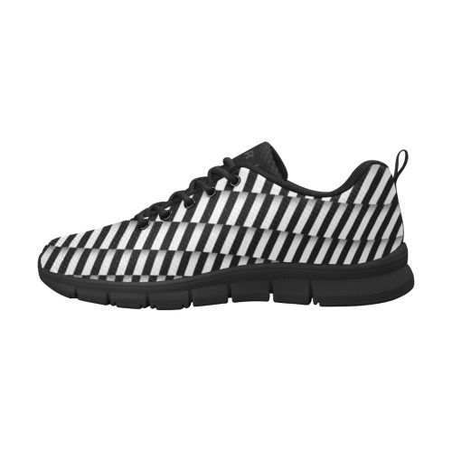 Op Art XD Stripes (Black/White) Men's Breathable Running Shoes (Model 055)