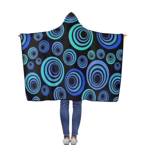 Retro Psychedelic Pretty Blue Pattern Flannel Hooded Blanket 40''x50''