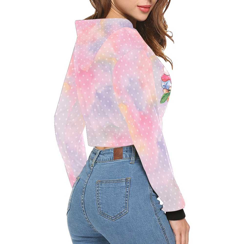 cupcake All Over Print Crop Hoodie for Women (Model H22)