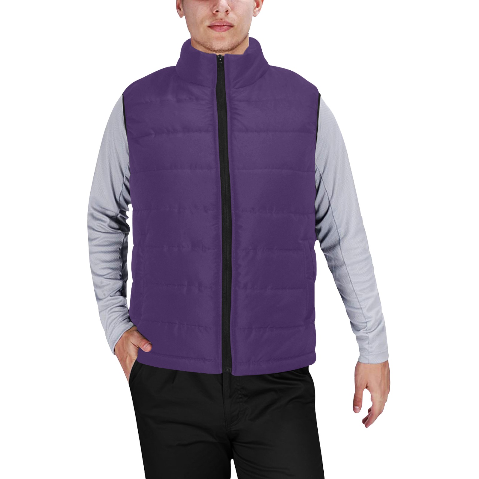color Russian violet Men's Padded Vest Jacket (Model H44)