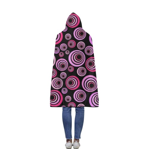 Retro Psychedelic Pretty Pink Pattern Flannel Hooded Blanket 50''x60''