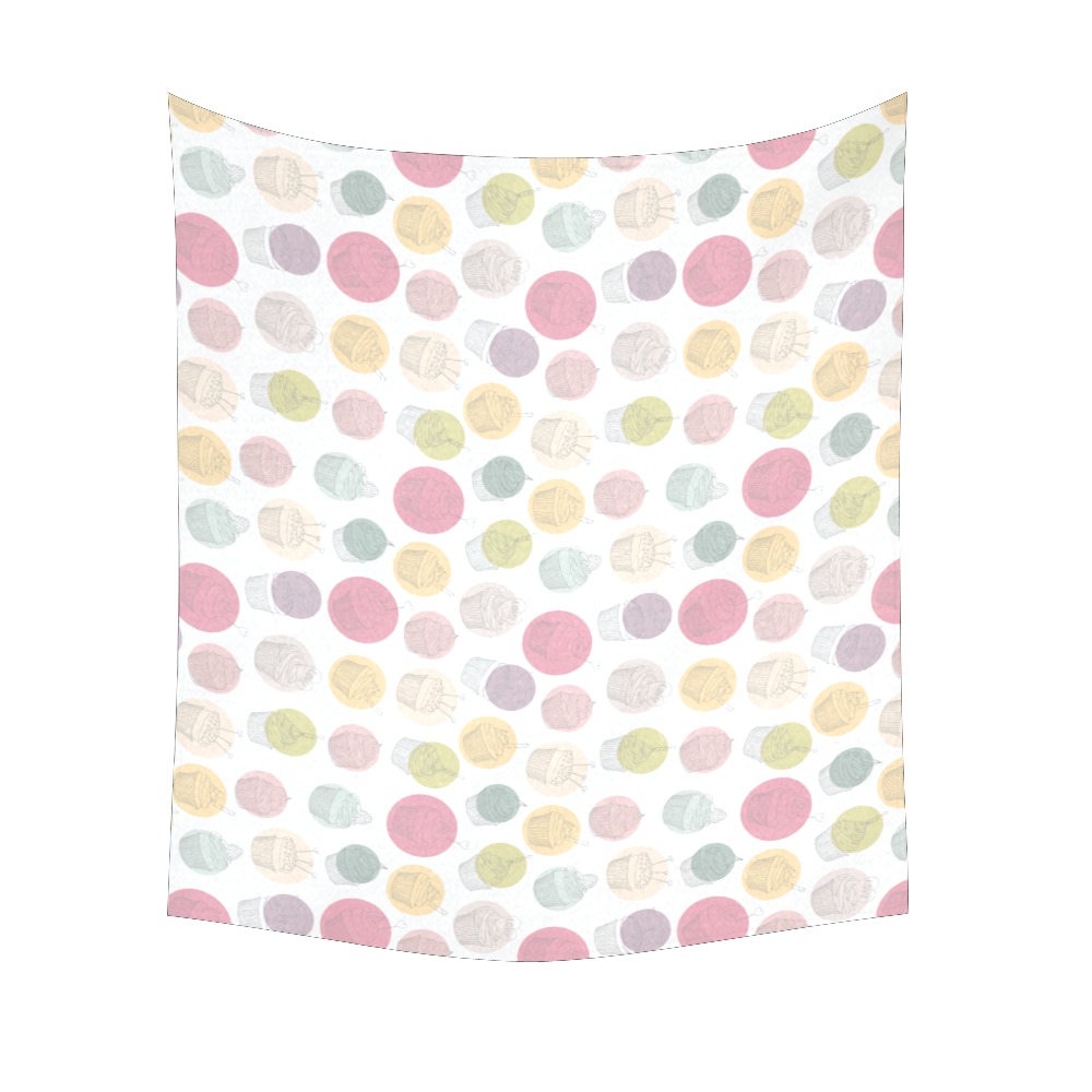 Colorful Cupcakes Cotton Linen Wall Tapestry 60"x 51"