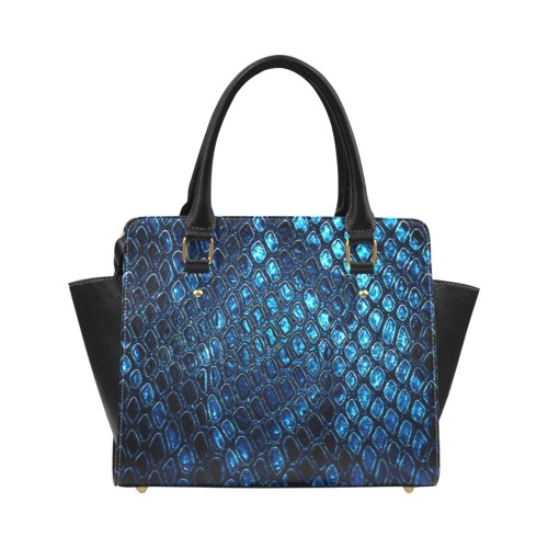 Blue Blk Snake Classic Shoulder Handbag (Model 1653)