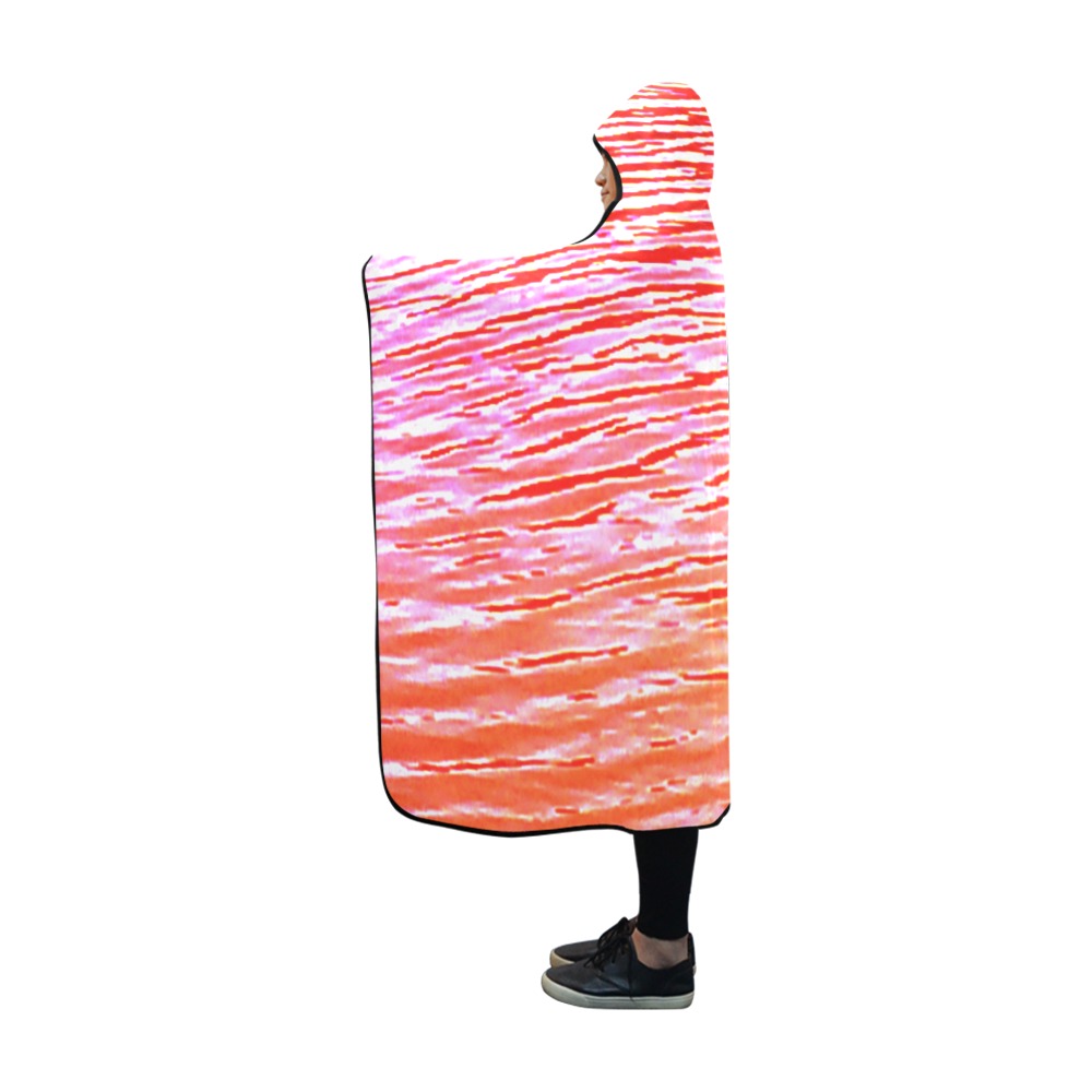 Orange and red water Hooded Blanket 60''x50''