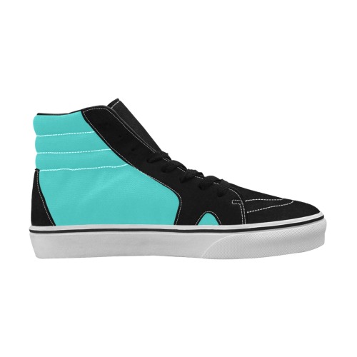 color medium turquoise Women's High Top Skateboarding Shoes (Model E001-1)