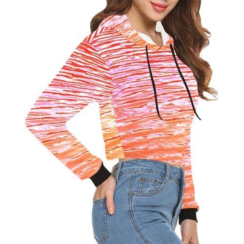 Orange and red water All Over Print Crop Hoodie for Women (Model H22)