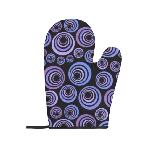 Retro Psychedelic Pretty Purple Pattern Oven Mitt (Two Pieces)