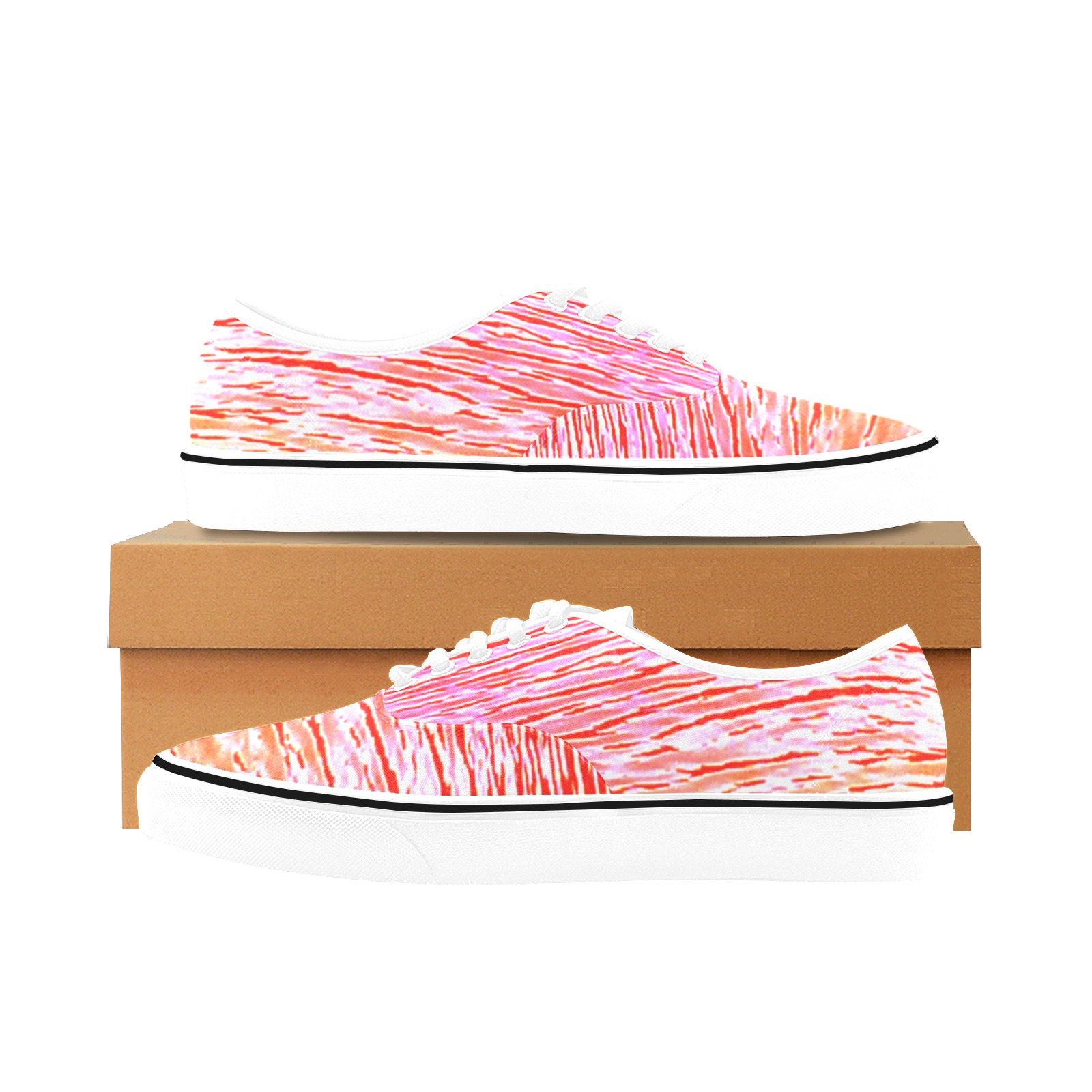 Orange and red water Classic Women's Canvas Low Top Shoes (Model E001-4)