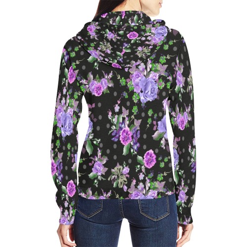 Purple Flower Dreams All Over Print Full Zip Hoodie for Women (Model H14)