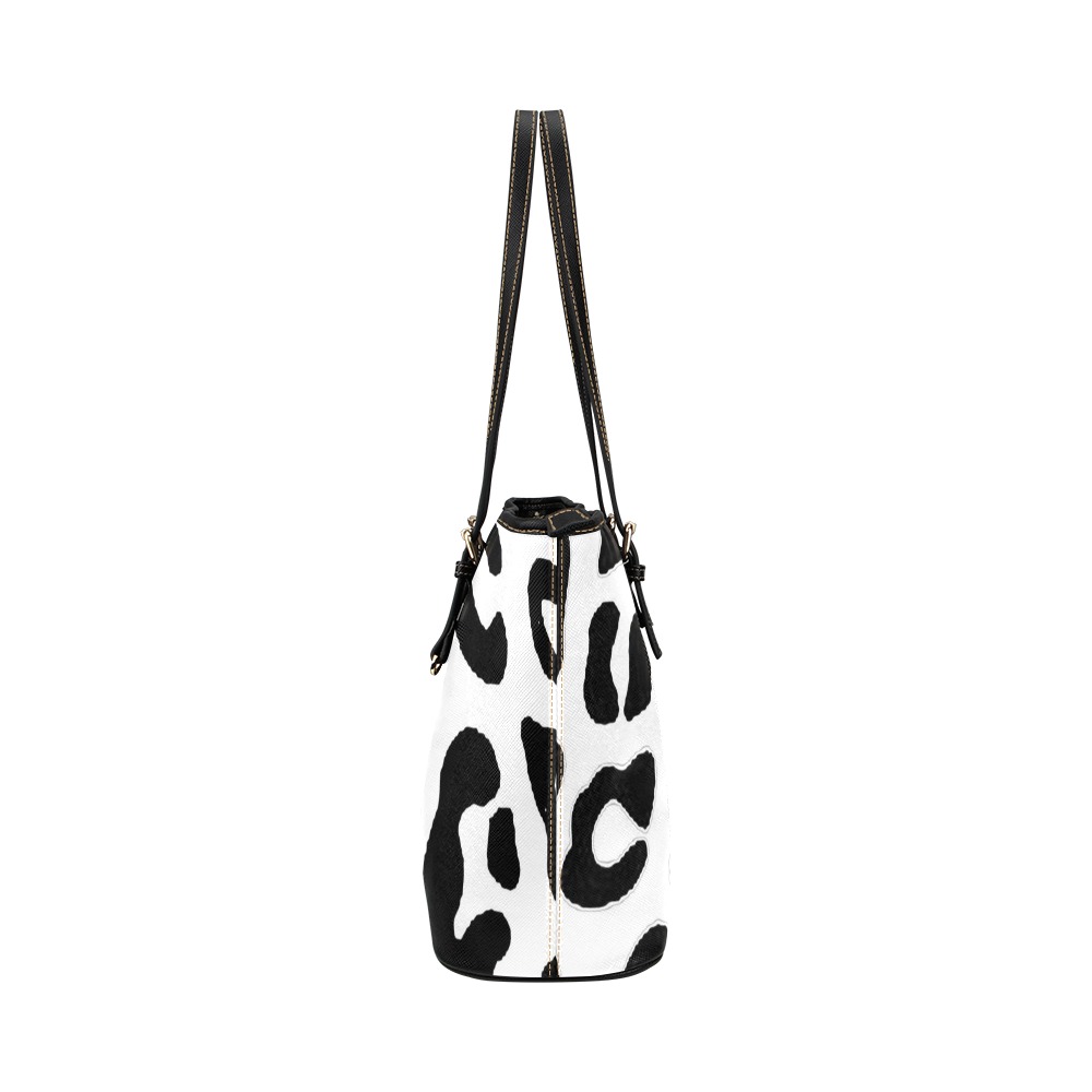 Interior Pockets Leopard Leather Tote Bag/Small (Model 1651)