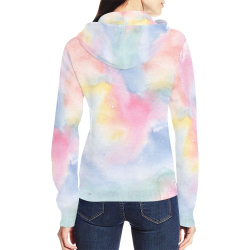 Colorful watercolor All Over Print Full Zip Hoodie for Women (Model H14)