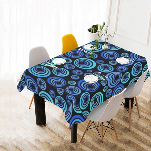 Retro Psychedelic Pretty Blue Pattern Cotton Linen Tablecloth 60"x 84"