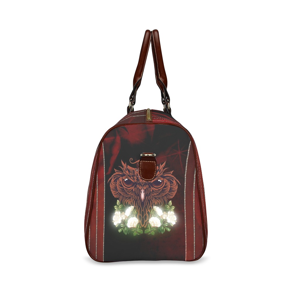 Awesome owl with flowers Waterproof Travel Bag/Small (Model 1639)