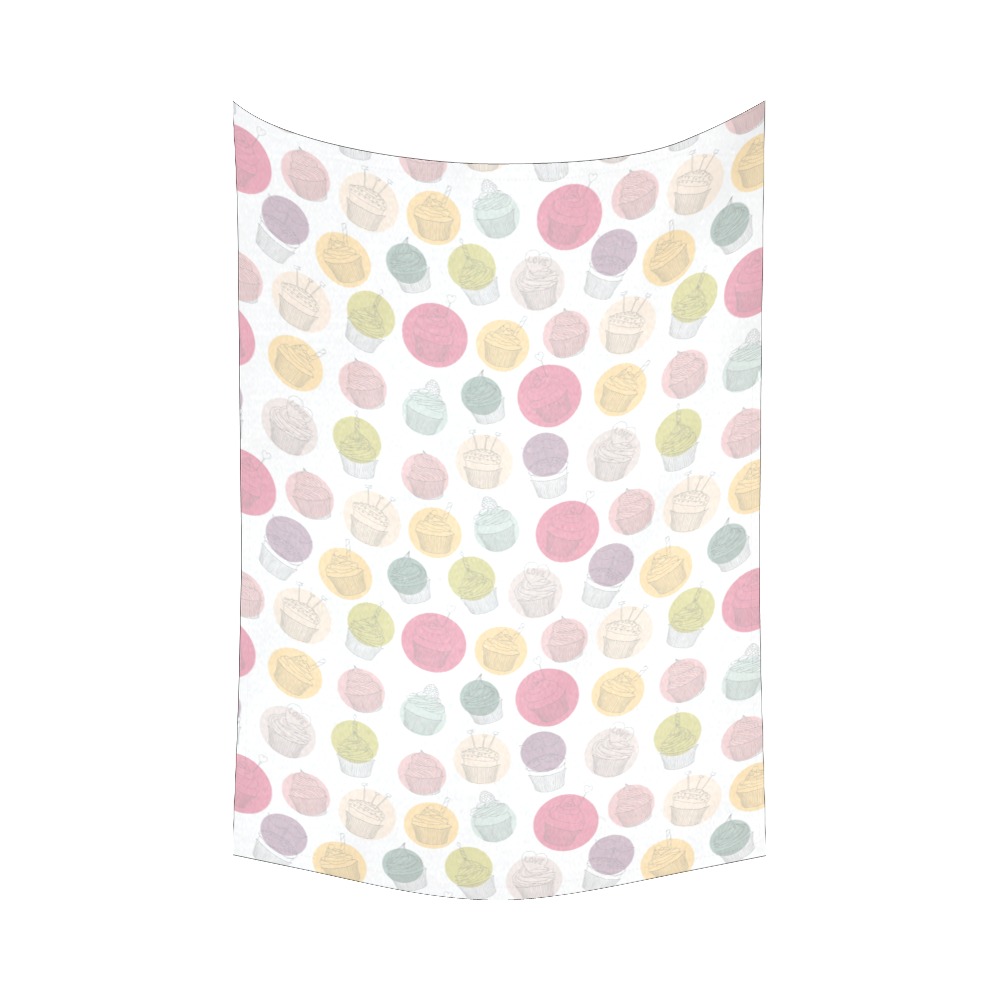 Colorful Cupcakes Cotton Linen Wall Tapestry 60"x 90"