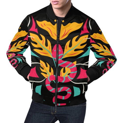 chaqueta bomber para hombre diseño serpiente en colores All Over Print Bomber Jacket for Men (Model H19)