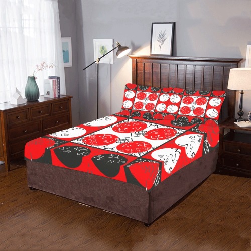 Contrasting Rising Suns In Japanese 3-Piece Bedding Set