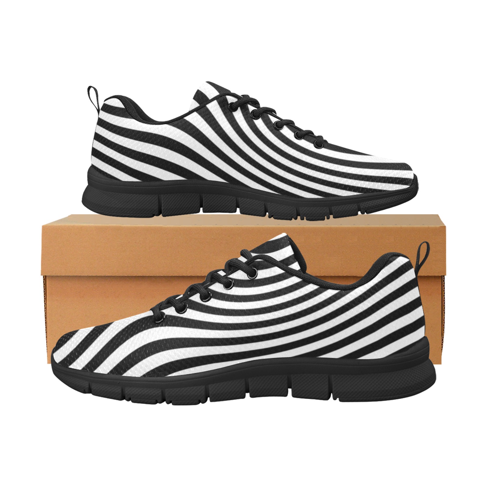Op Art XD Warped Stripes Men's Breathable Running Shoes (Model 055)