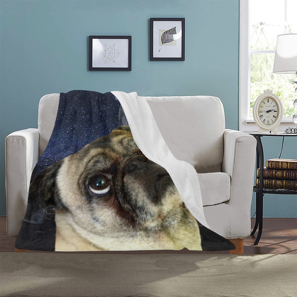 Dog Pug and Moon Ultra-Soft Micro Fleece Blanket 30''x40''
