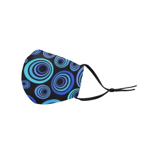 Retro Psychedelic Pretty Blue Pattern 3D Mouth Mask with Drawstring (Pack of 20) (Model M04)