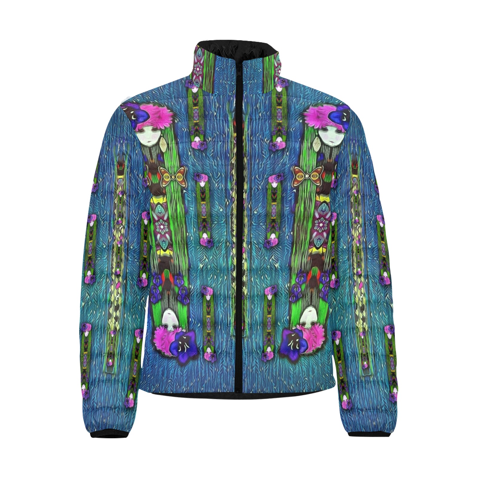 Fae mermaids live in the soft warm sea of love and pop culture Men's Stand Collar Padded Jacket (Model H41)