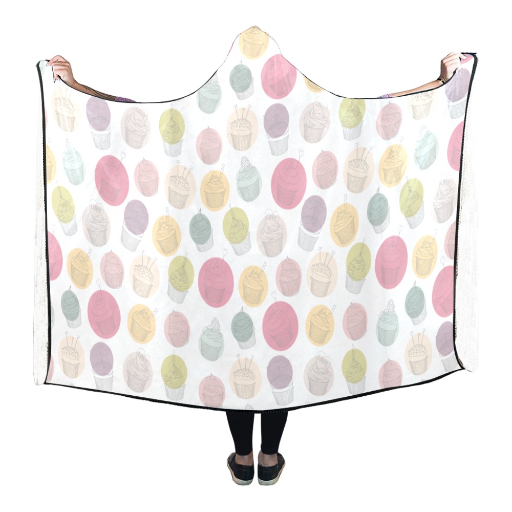 Colorful Cupcakes Hooded Blanket 80''x56''