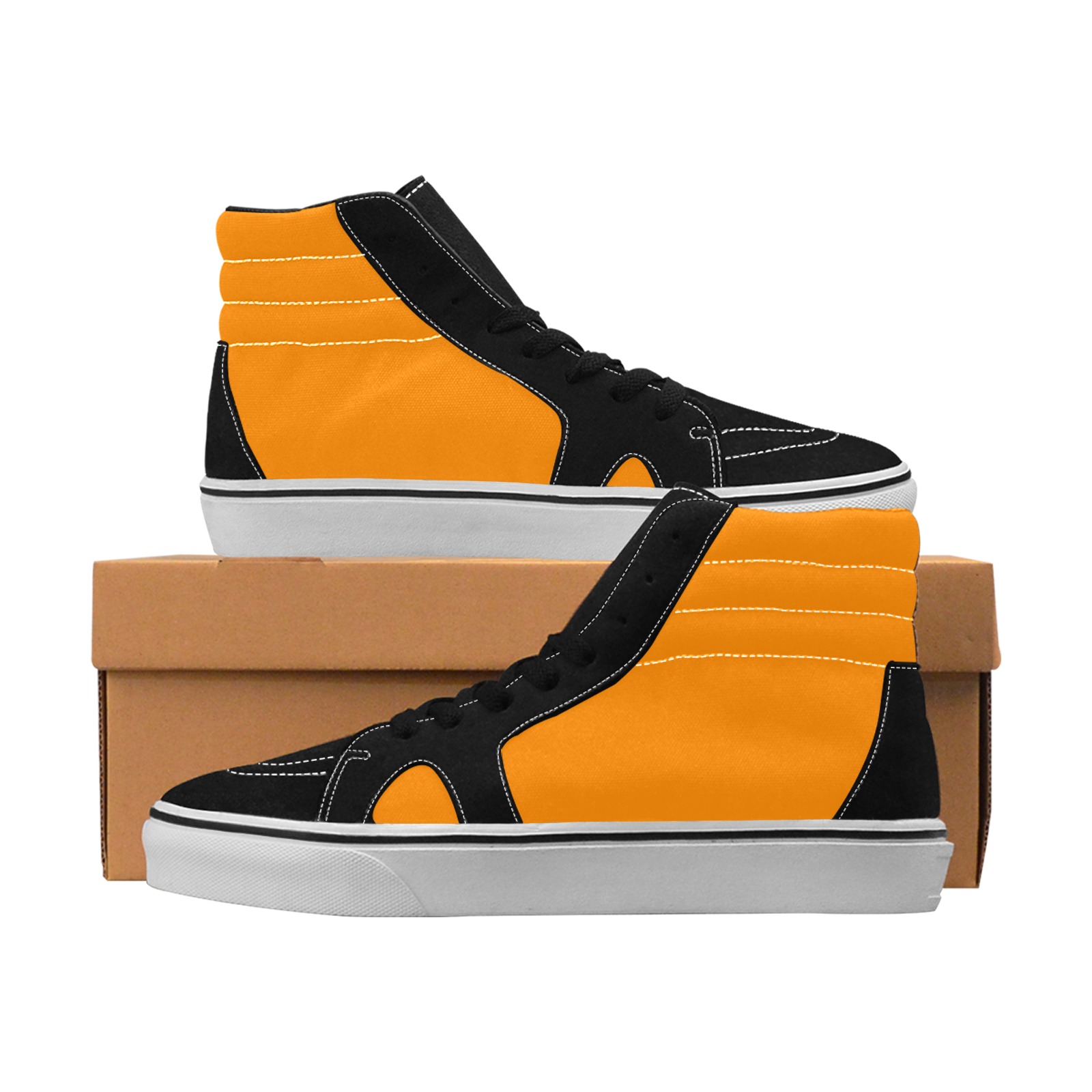 color dark orange Men's High Top Skateboarding Shoes (Model E001-1)