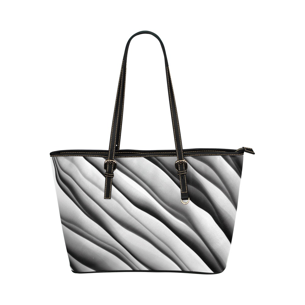Monochrome Ink Leather Tote Bag/Small (Model 1651)