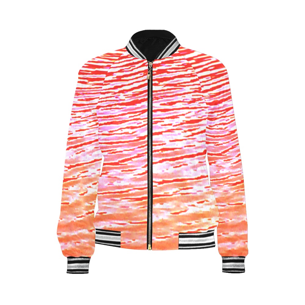Orange and red water All Over Print Bomber Jacket for Women (Model H21)