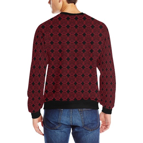 Chinese Pattern Men's Rib Cuff Crew Neck Sweatshirt (Model H34)