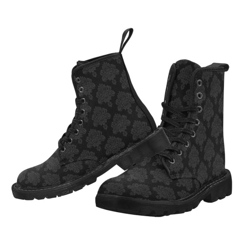 Damask Martin Boots for Women (Black) (Model 1203H)