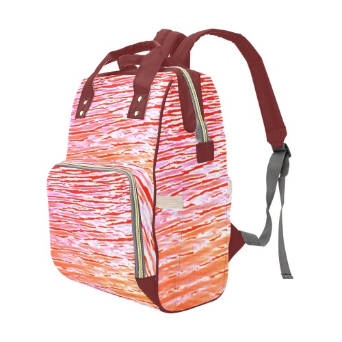 Orange and red water Multi-Function Diaper Backpack/Diaper Bag (Model 1688)