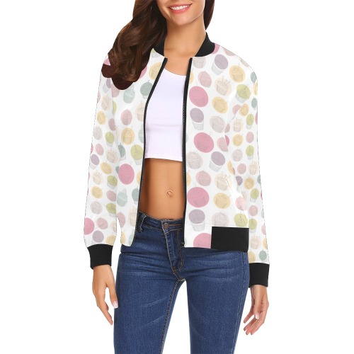 Colorful Cupcakes All Over Print Bomber Jacket for Women (Model H19)