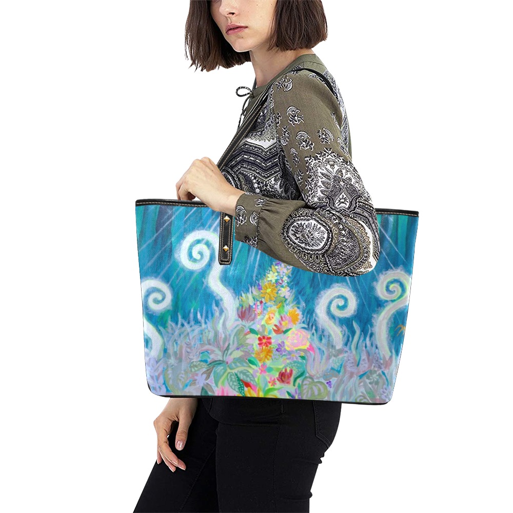 Naight Garden Chic Leather Tote Bag (Model 1709)
