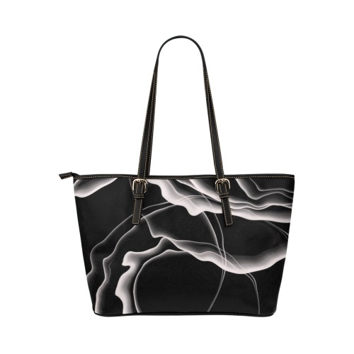 Monochrome Ink Leather Tote Bag/Small (Model 1651)