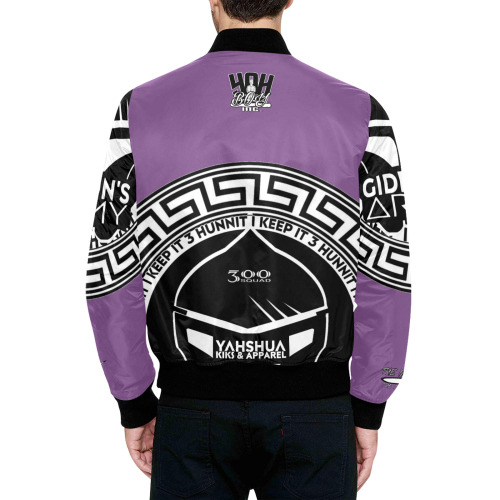 YAHBOY PURPLE All Over Print Quilted Bomber Jacket for Men (Model H33)