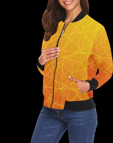 Orange All Over Print Bomber Jacket for Women (Model H19)