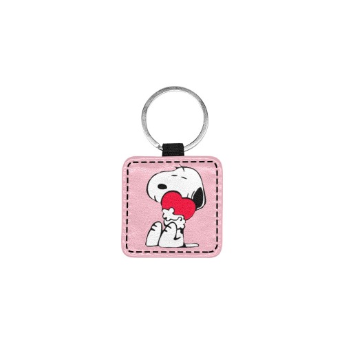 Snoopy Heart Pink Square Pet ID Tag