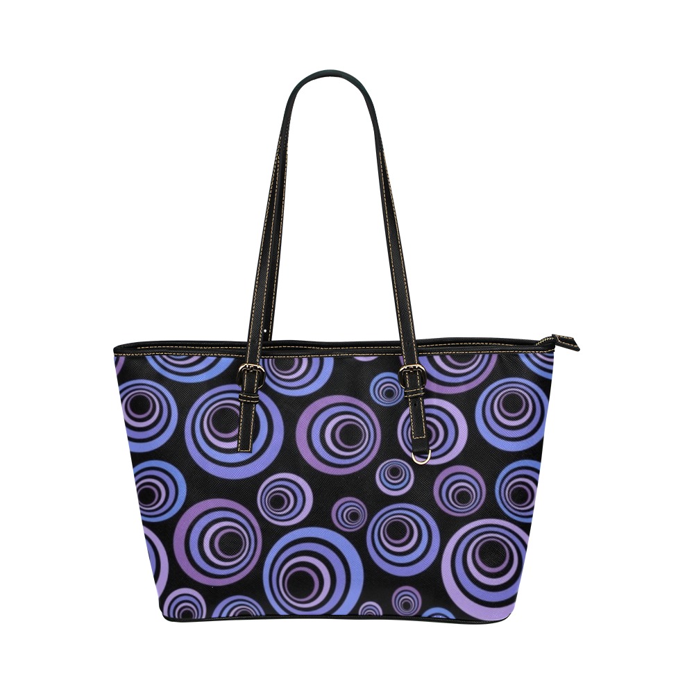 Retro Psychedelic Pretty Purple Pattern Leather Tote Bag/Small (Model 1651)