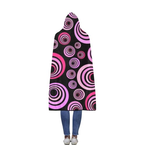 Retro Psychedelic Pretty Pink Pattern Flannel Hooded Blanket 56''x80''