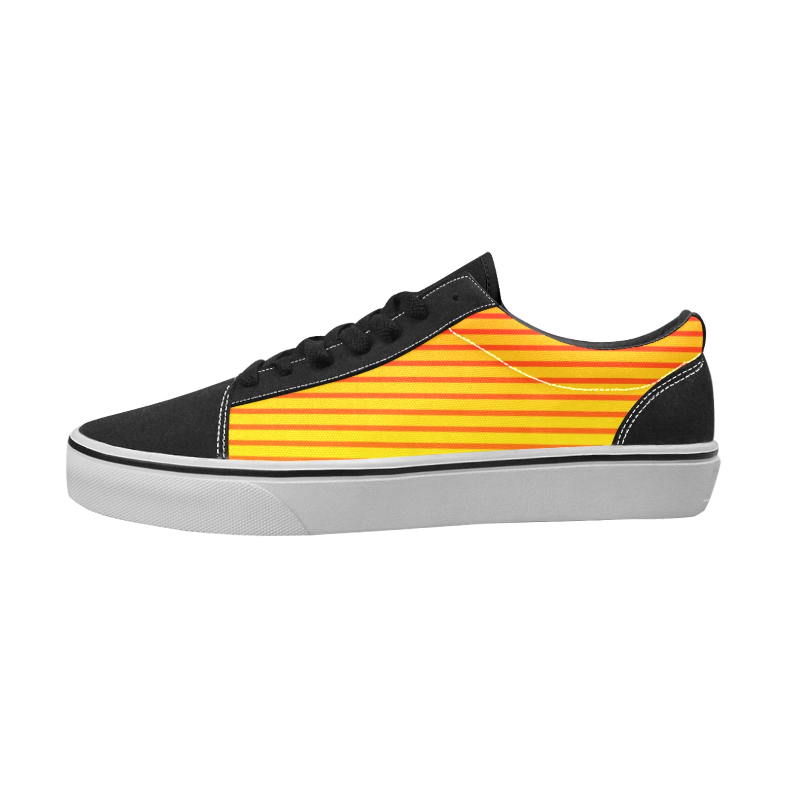 Orange on Yellow Stripes Women's Low Top Skateboarding Shoes (Model E001-2)