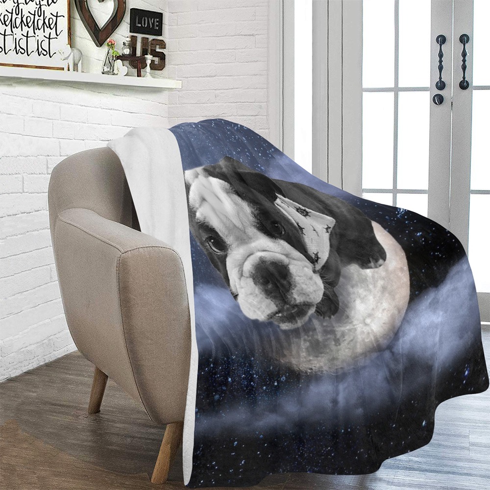 Dog Pug on Moon Ultra-Soft Micro Fleece Blanket 60"x80"