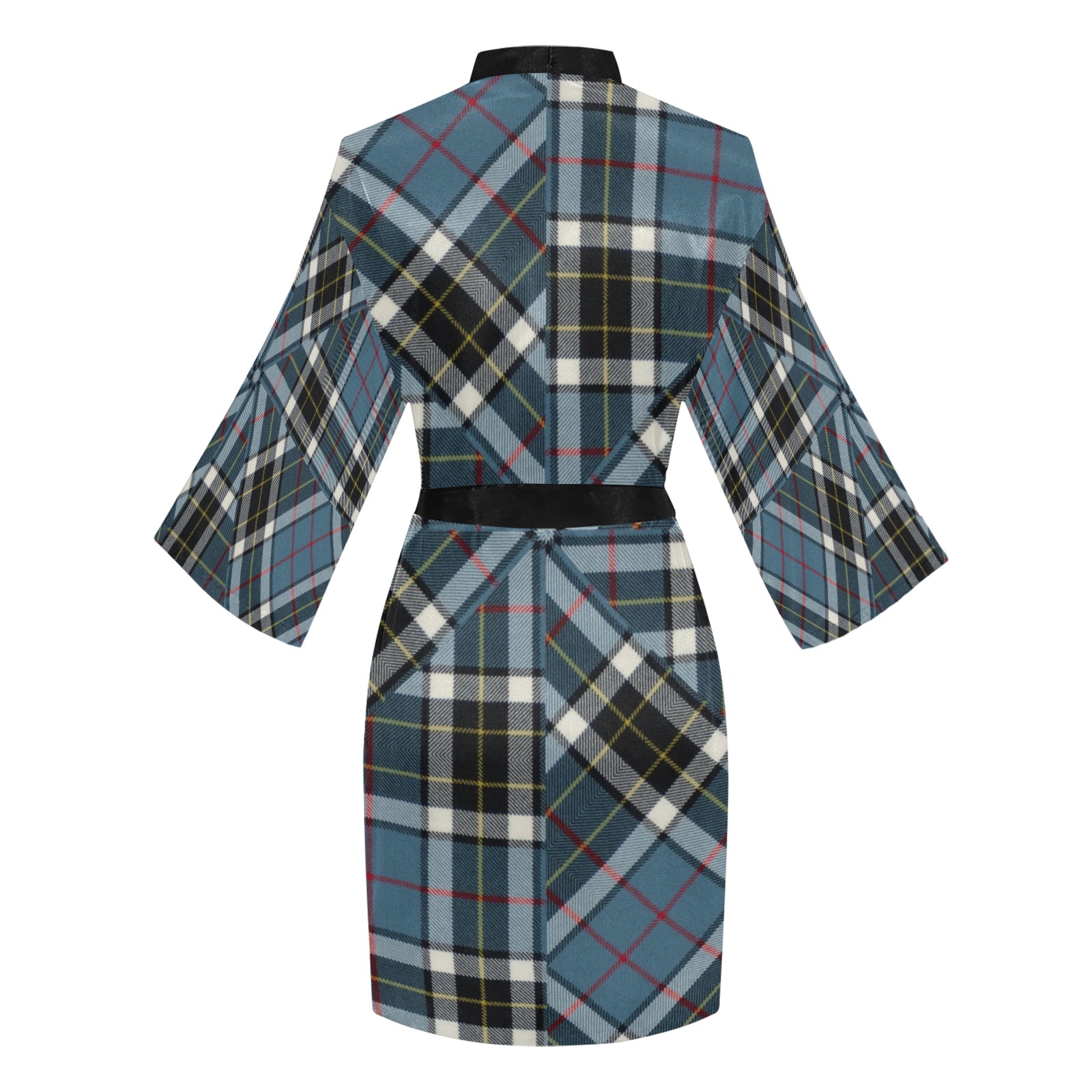 Thompson Blue Tartan Long Sleeve Kimono Robe