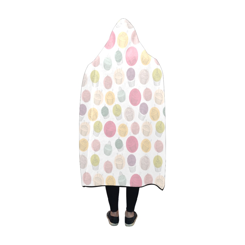 Colorful Cupcakes Hooded Blanket 60''x50''