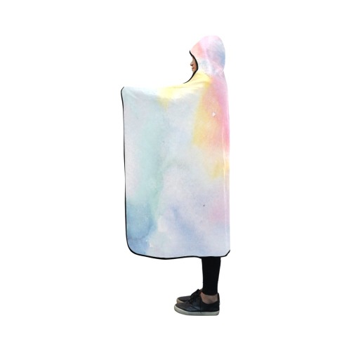 Colorful watercolor Hooded Blanket 50''x40''
