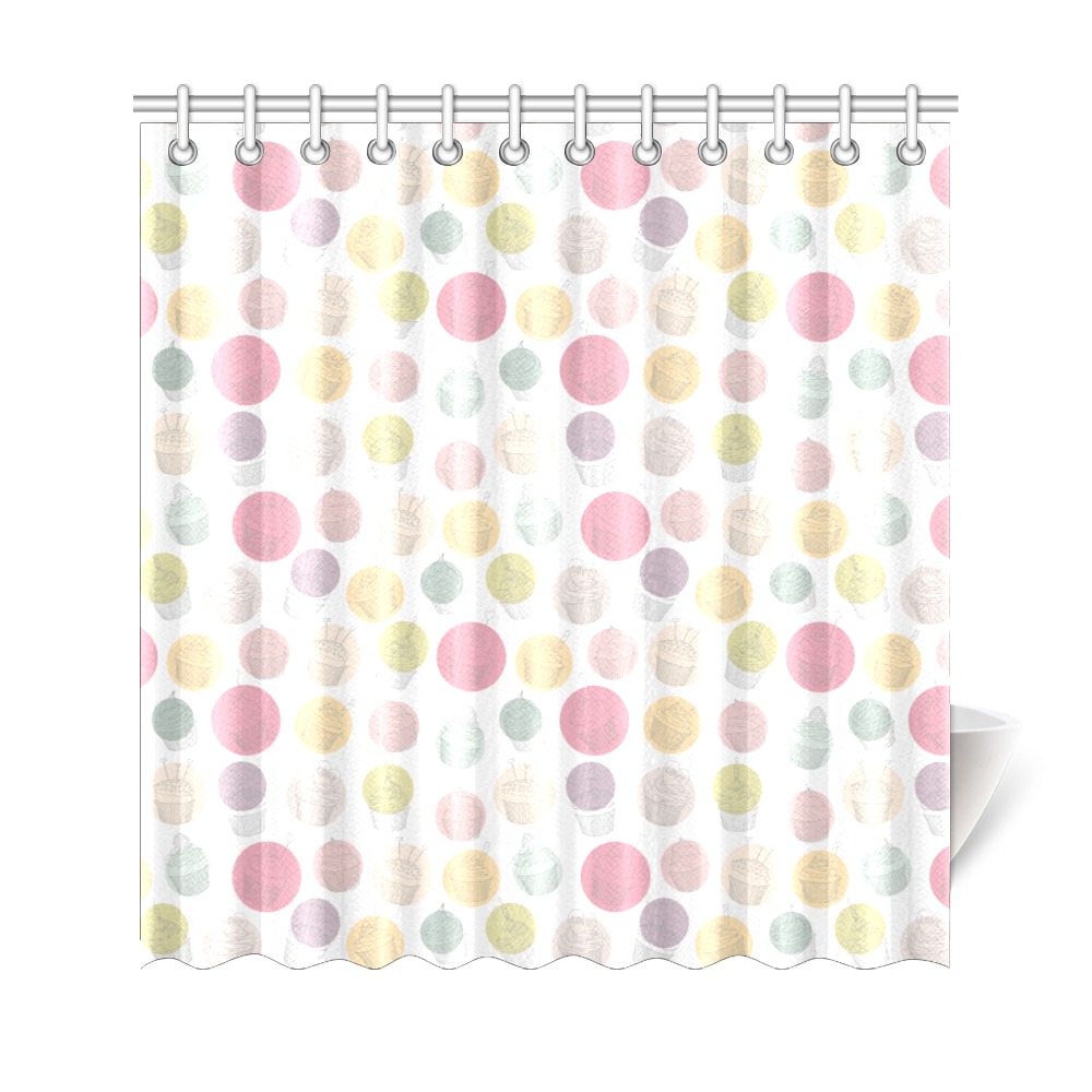 Colorful Cupcakes Shower Curtain 69"x72"