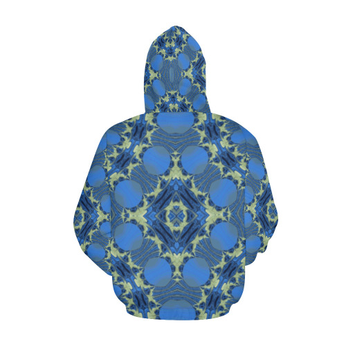 Beads on an Accordion - gold blue geometric spotted pattern All Over Print Hoodie for Women (USA Size) (Model H13)