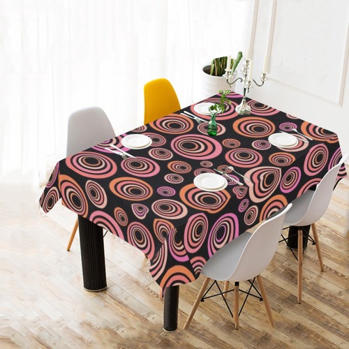 Retro Psychedelic Pretty Orange Pattern Cotton Linen Tablecloth 60"x 84"