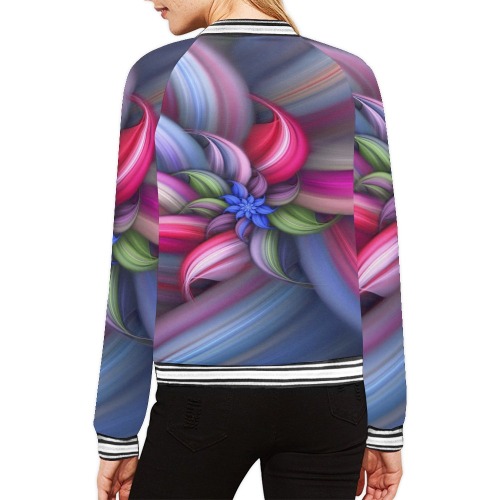 Fractal flower All Over Print Bomber Jacket for Women (Model H21)