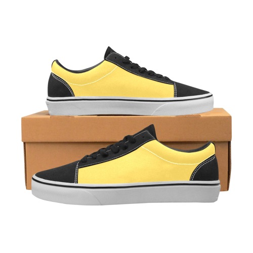 color mustard Women's Low Top Skateboarding Shoes (Model E001-2)