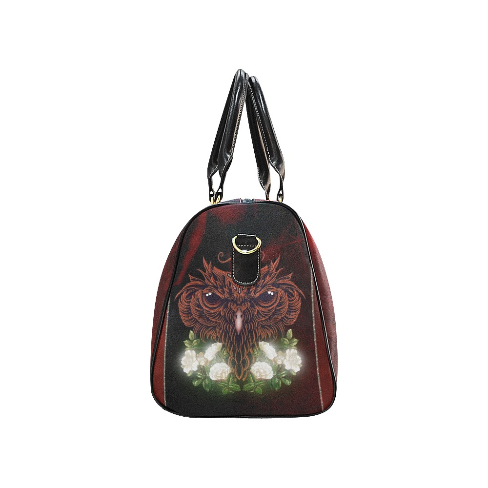 Awesome owl with flowers New Waterproof Travel Bag/Large (Model 1639)